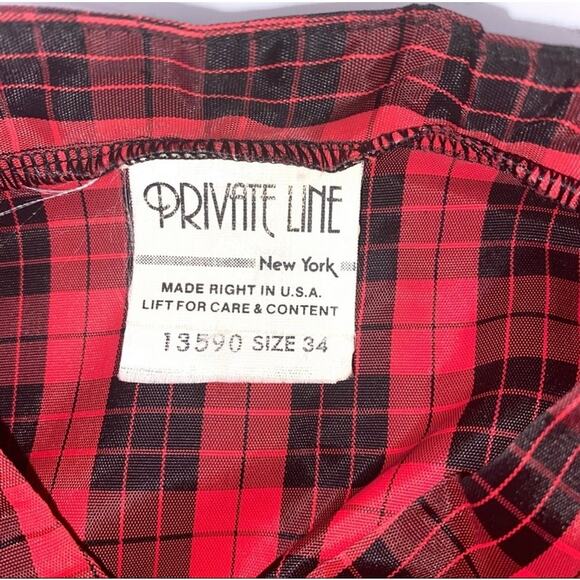 Vintage Private Line New York Check Pleated Front Button Up Blouse Size 34 Small - Picture 2 of 7